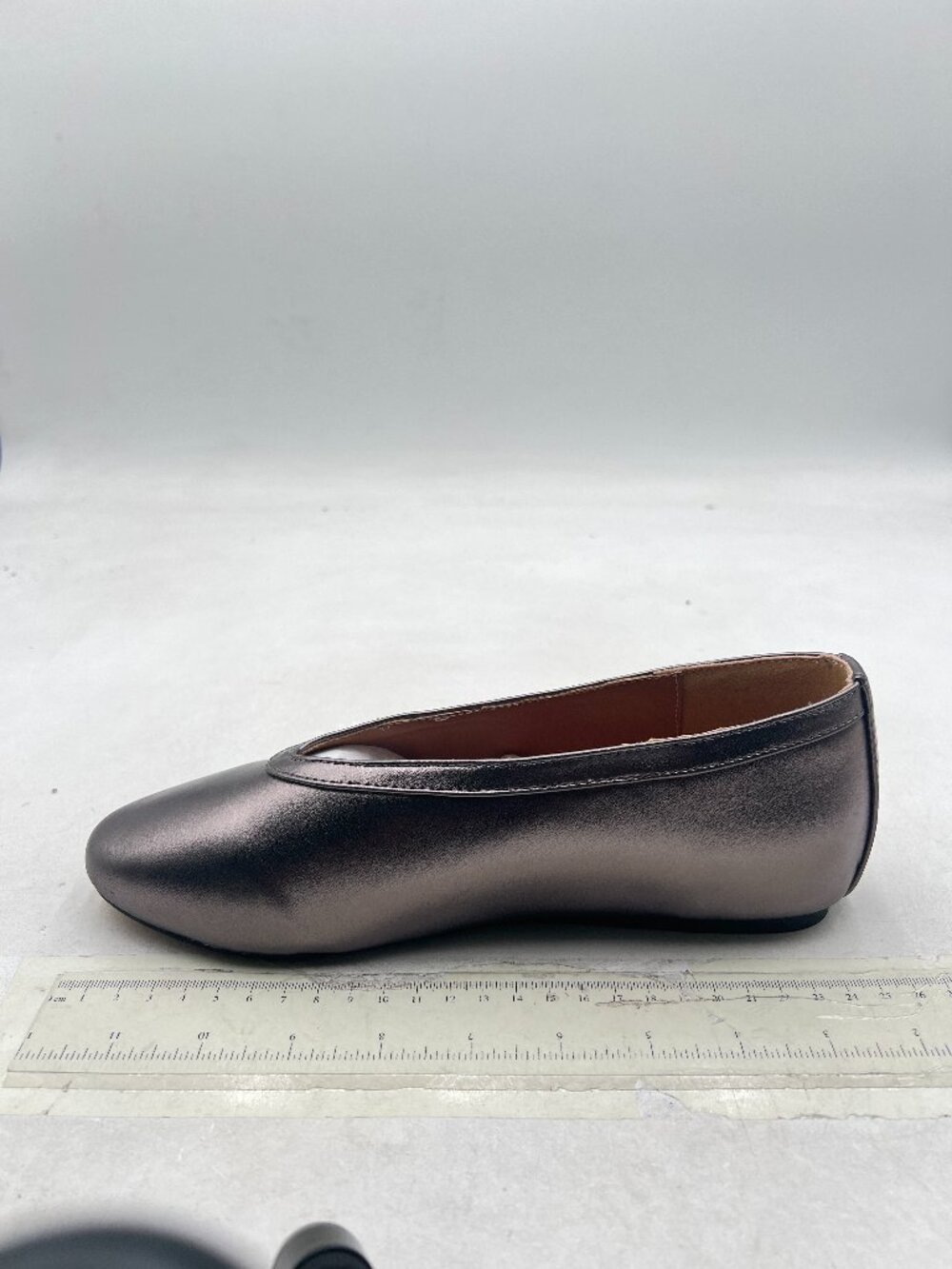 miss left Silver Round Toe V-Cut Ballet Flats Comfortable Slip on Ballroom Shoes - Picture 1 of 7